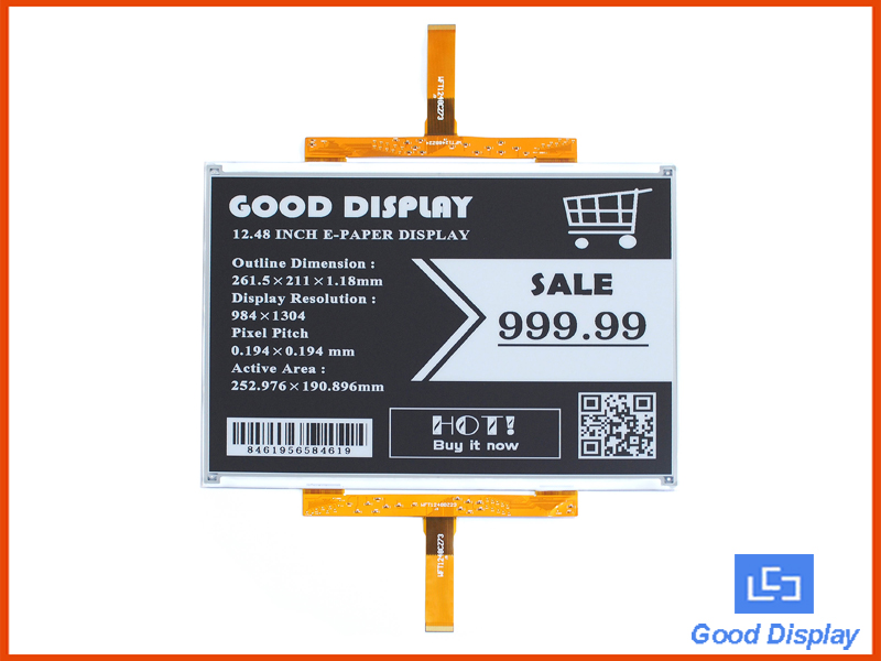 12.48 inch large e-ink display, 4 Grayscale big e-paper screen, GDEW1248T3