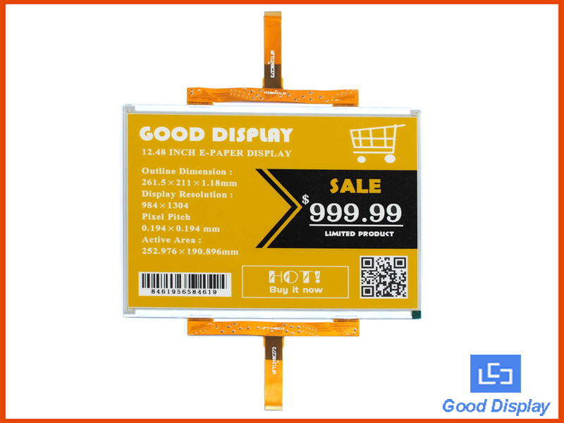 12.48 inch large e-ink display screen color yellow GDEW1248C63