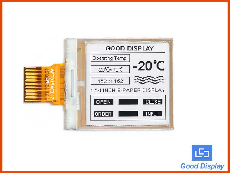 1.54 inch DES e-paper display wide working temperature 152X152 resolution outdoor EPD GDEW0154M10
