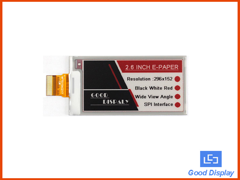 2.6 inch e-paper display color e ink screen black white and red GDEW026Z39